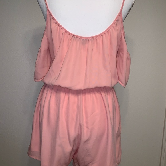 5/$25!!! Peach Lined Off the Shoulder Romper - Picture 4 of 8